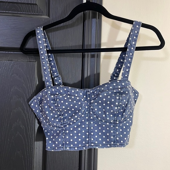 Forever 21 bustier crop too with polka dots size medium - Picture 1 of 2